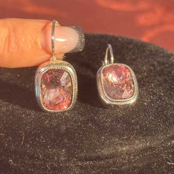 Touchstone Crystal by Swarovski Light Pink Drop Earrings So Pretty!! - Picture 2 of 2